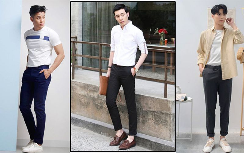 Phối đồ công sở trẻ trung bằng áo thun và quần tây Phối đồ công sở trẻ trung bằng áo thun và quần tây