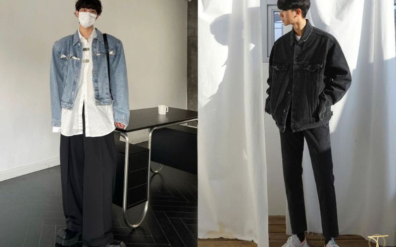 Phối đồ phong cách công sở bằng áo khoác jean Phối đồ phong cách công sở bằng áo khoác jean